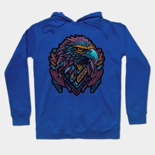 Luminous Flight: Colorful Neon Vector Eagle Hoodie